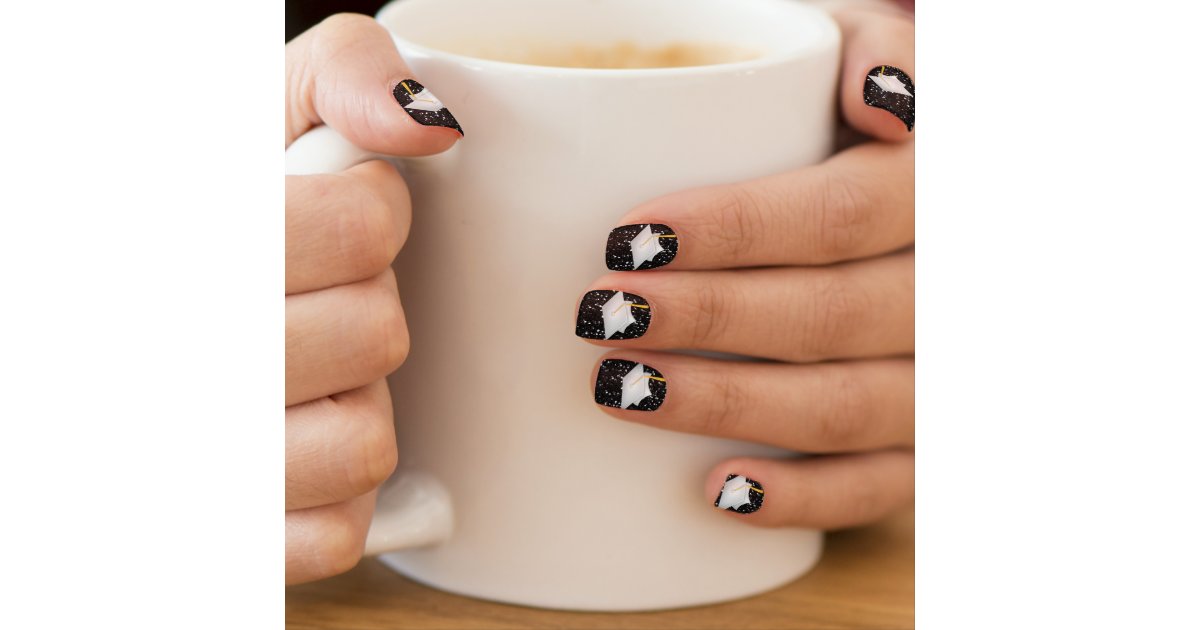 White Graduation Cap Minx Nail Art Zazzle