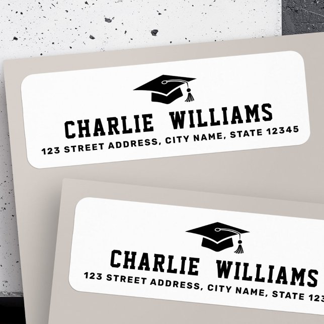 White graduation cap return address label (White graduation cap return address label)