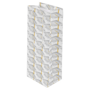 white graduation caps with gold tassel wine gift bag