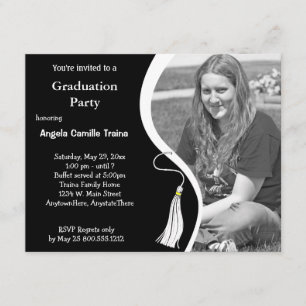 White Graduation Horizontal Photo Invitation