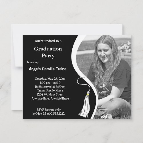 White Graduation Horizontal Photo Invitation