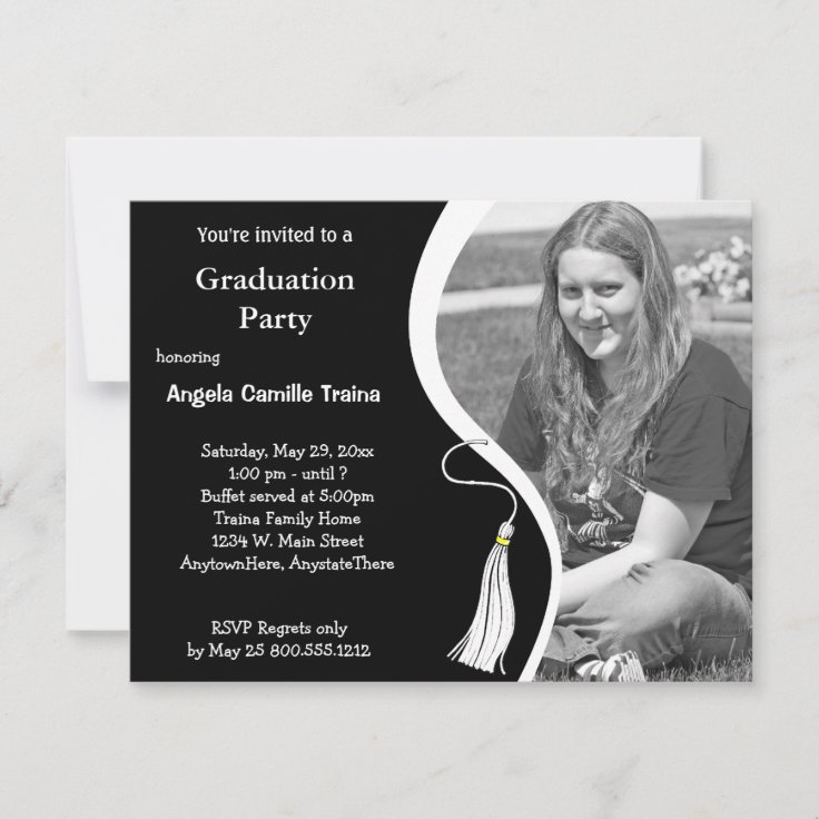 White Graduation Horizontal Photo Invitation | Zazzle