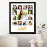 White Graduation K–12 Photo Collage Bold Real Gold Foil Prints<br><div class="desc">Be proud, rejoice and showcase this milestone of your favorite grad. Create this elegant, simple, modern, personalized high school graduation K – 12 photo collage poster for a keepsake you’ll always treasure. A fun, playful visual of bold, graphic, real gold foil typography, along with their name, class year, school and...</div>