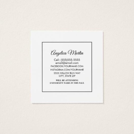 White Graduation Square Vertical Photo Profile (Back)