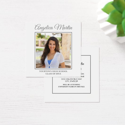 White Graduation Square Vertical Photo Profile (Desk)