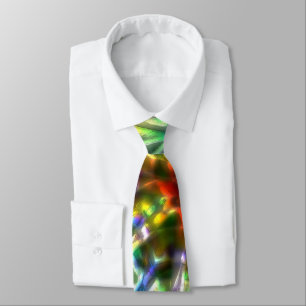 White grainy texture with flecks of showy colours  neck tie