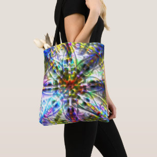 White grainy texture with flecks of showy colours  tote bag