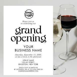 White Grand Opening Business Logo Minimalist Invitation
