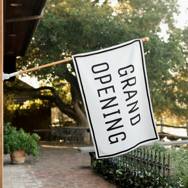 WHITE GRAND OPENING SIGN FLAG (In SItu)