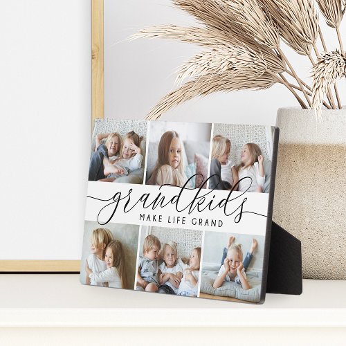 White  Grandkids Make Life Grand Photo Collage Plaque