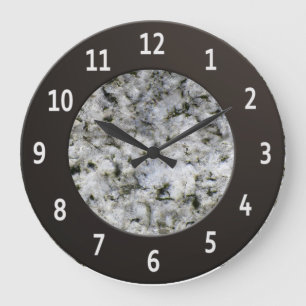 White Granite Rock Shiny Metalic Digits Circle Large Clock