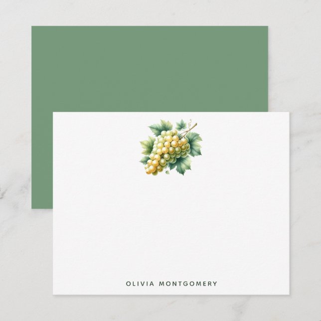 White Grapes Custom Name Personal Note Card (Front/Back)