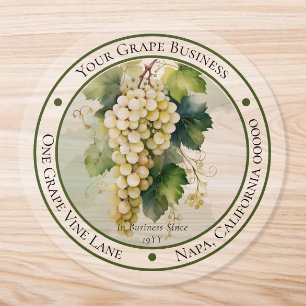 White Grapes Fruit Circle Business Return Address Classic Round Sticker