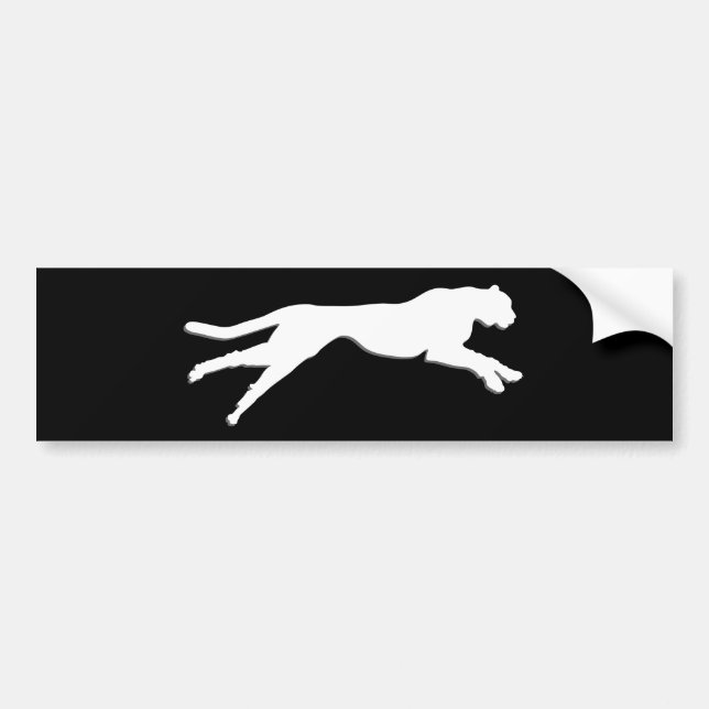 White graphic art cheetah bumper sticker (Front)