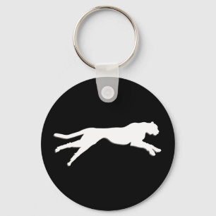 White graphic art cheetah keychain