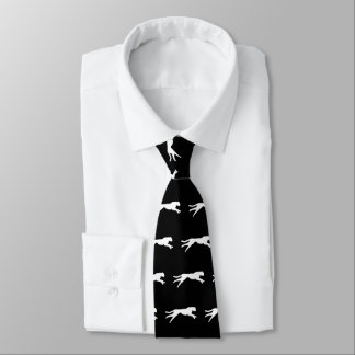 White graphic art cheetah neck tie