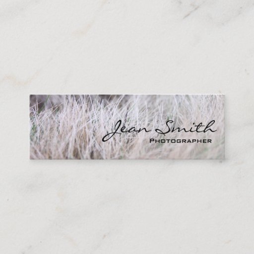Customizable White Grass Field Photographer Mini Business Card