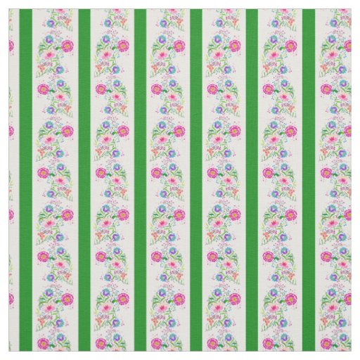 White, grass green/folk flowers/stripe(2)white fabric