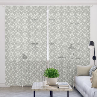 White &Gray Abstract Geometric Islamic Style Sheer Curtains