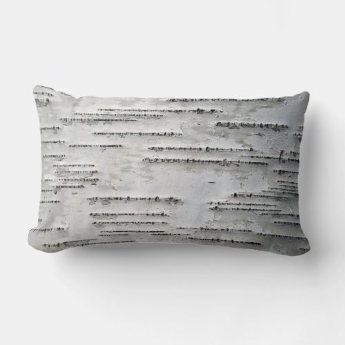 White Gray and Black Birch Bark Lumbar Pillow