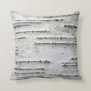 White, Gray and Black Birch Bark Throw Pillow