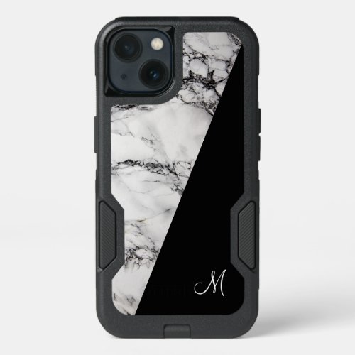 White Gray And Black Marble Stone iPhone 13 Case