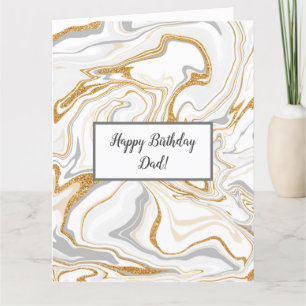 White, Gray and Gold Marble Dad's Birthday Card
