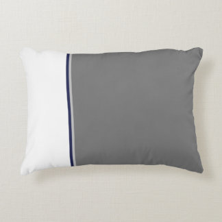 White, Gray, and Navy Modern Stripe Throw Pillow