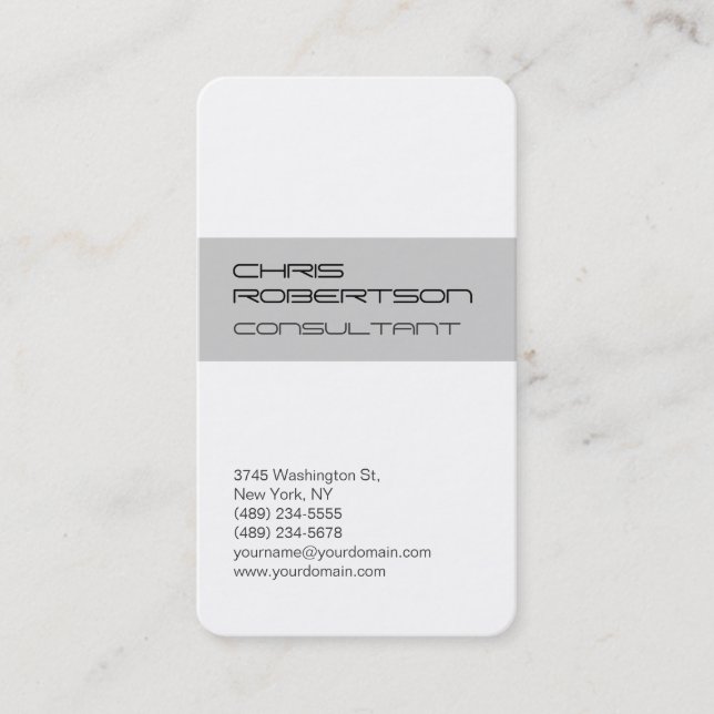 White Gray Attractive Charm Business Card (Front)