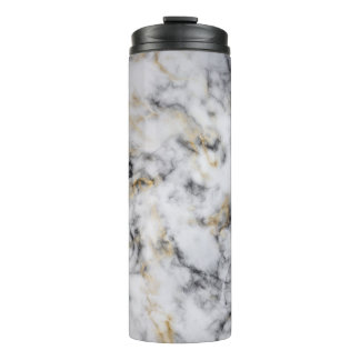 White Gray Black Gold Smoke Marble Thermal Tumbler