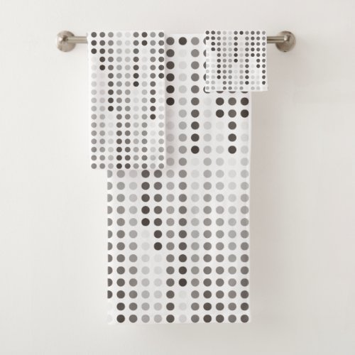 White Gray Black polka dots matrix Bath Towel Set