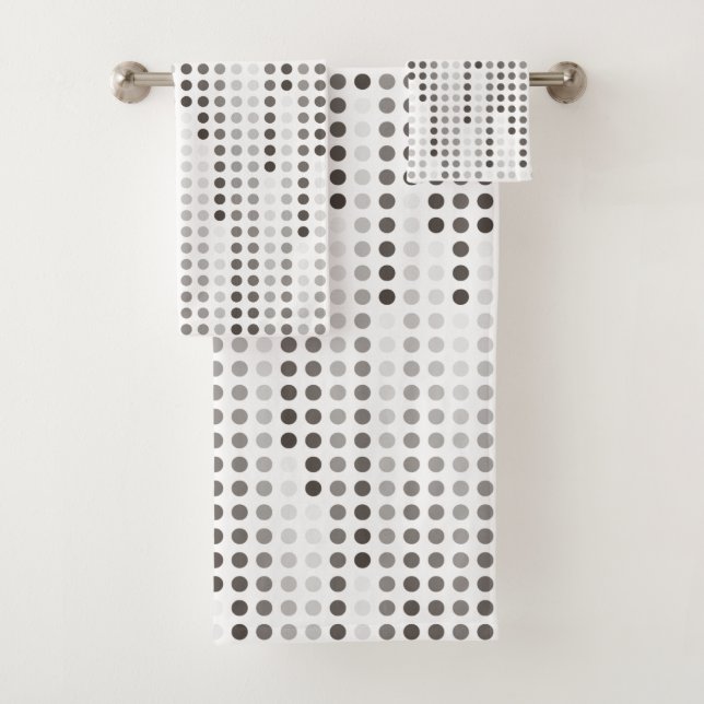 White Gray Black polka dots matrix Bath Towel Set (Insitu)