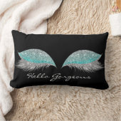 White Gray Blue Makeup Lashes Gorgeous Black Lumbar Pillow (Blanket)