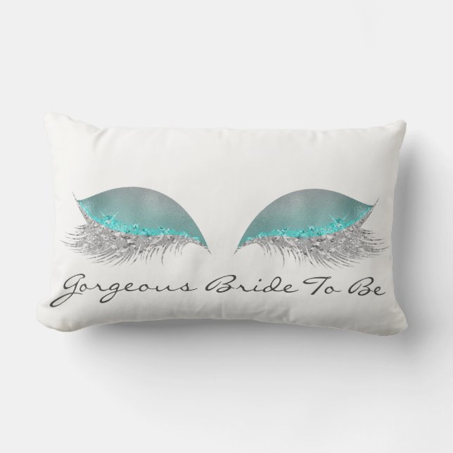 White Gray Blue  Makeup Lashes Gorgeous Bride Lumbar Pillow (Front)