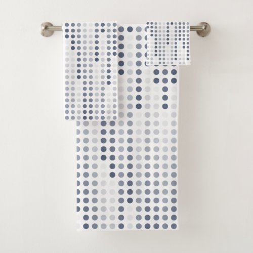 White Gray Blue polka dots matrix Bath Towel Set