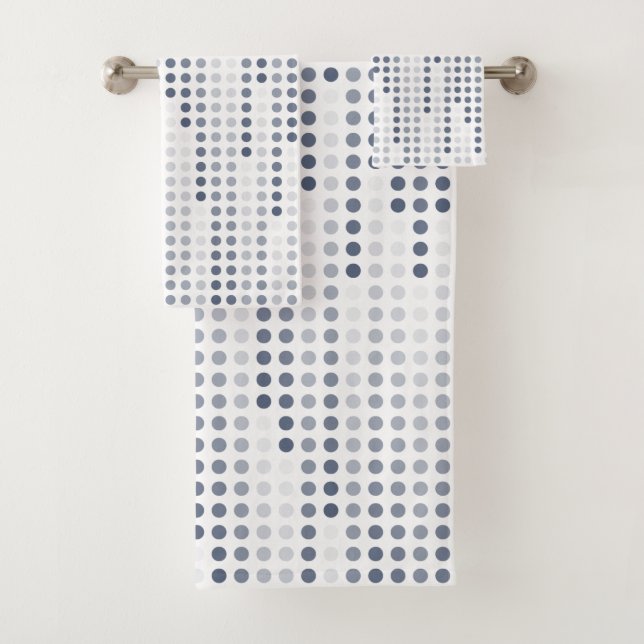 White Gray Blue polka dots matrix Bath Towel Set (Insitu)