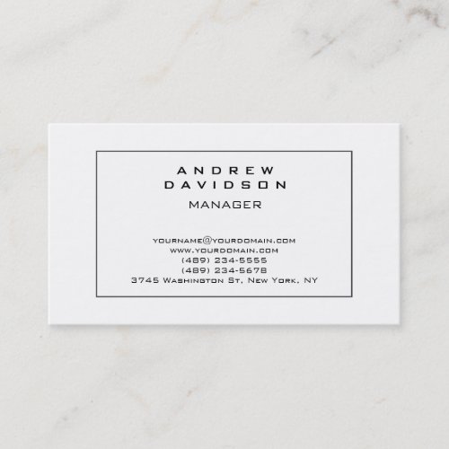 White Gray Border Pattern Plain Business Card