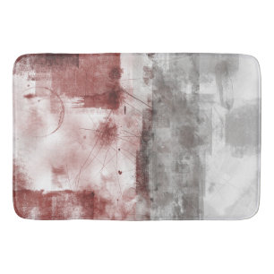 White Gray Burgundy Rustic Modern Abstract Nr56 Bath Mat