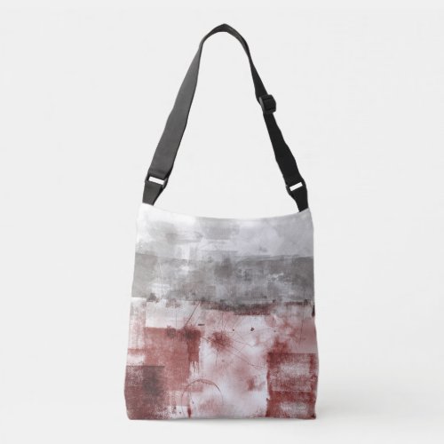 White Gray Burgundy Rustic Modern Abstract Nr56 Crossbody Bag