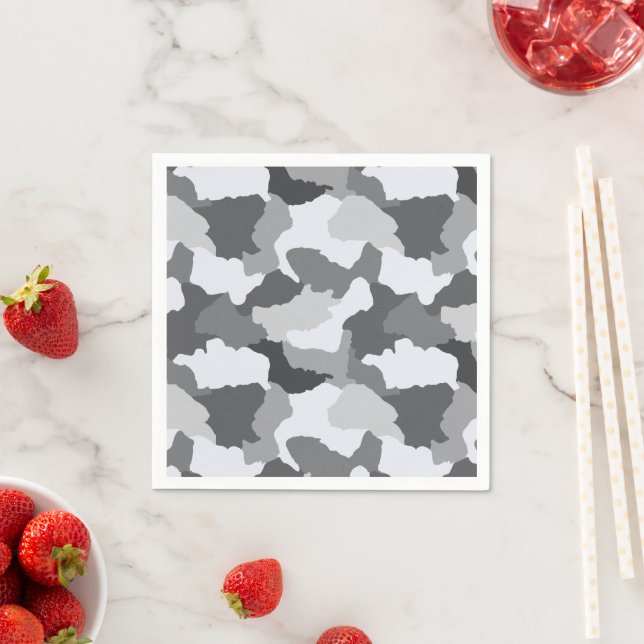 White Gray Camo | Snow Camouflage Napkins (Insitu)