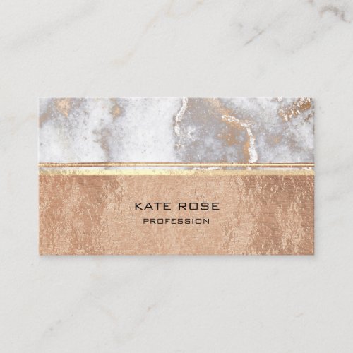 White Gray Carrara Marble Rose Gold Makeup Beauty Business Card