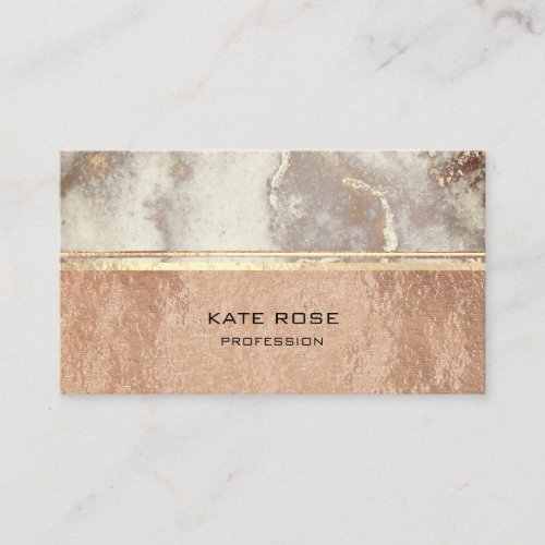 White Gray Carrara Marble Rose Gold Makeup Copper Business Card