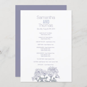 White gray chrysanthemum wedding program