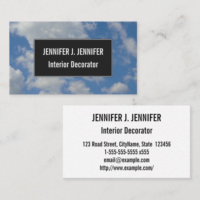White/Gray Clouds and Blue Sky Business Card (Front/Back)