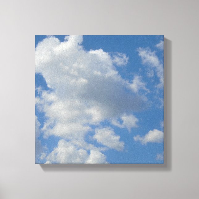 White/Gray Clouds and Blue Sky Canvas Print (Front)