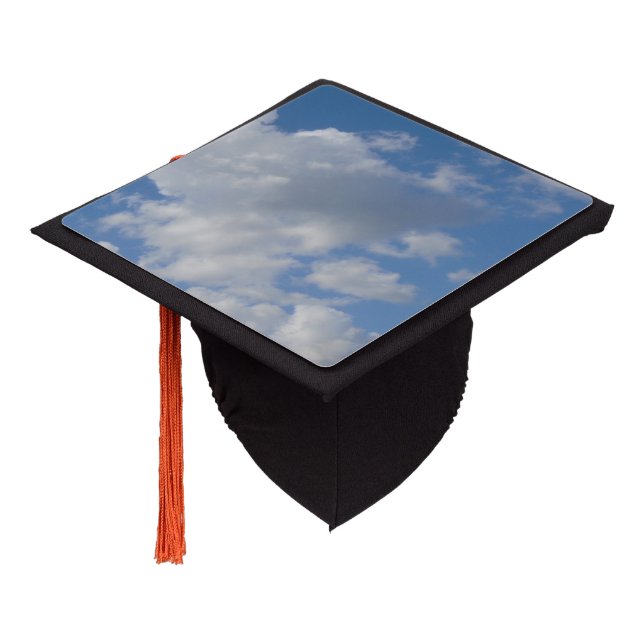 White/Gray Clouds and Blue Sky Graduation Cap Topper (Angled)