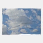 [ Thumbnail: White/Gray Clouds and Blue Sky Kitchen Towel ]