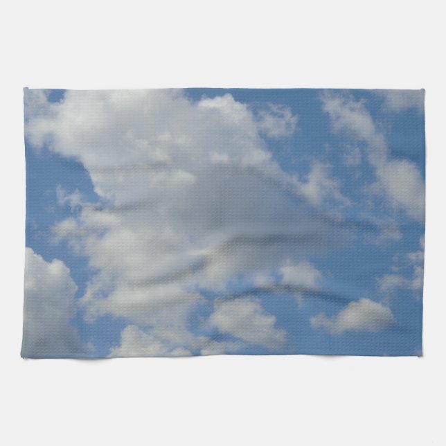 White/Gray Clouds and Blue Sky Kitchen Towel (Horizontal)