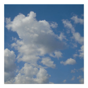 White/Gray Clouds and Blue Sky Poster