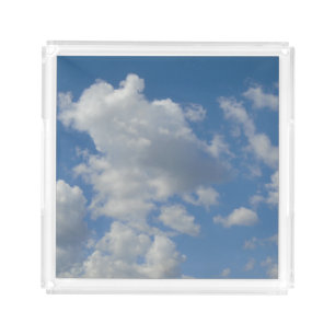 White/Gray Clouds and Blue Sky Serving Tray